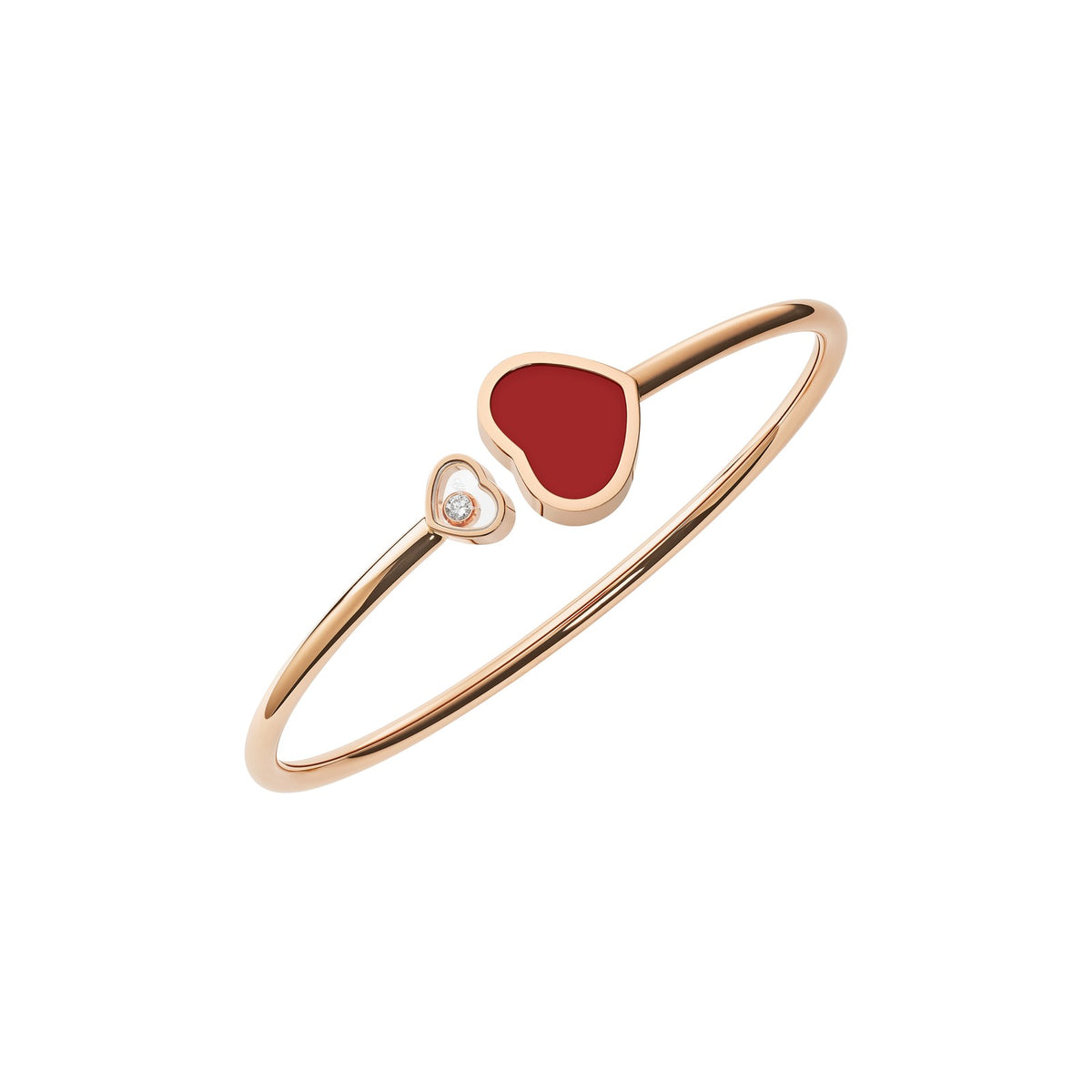 Chopard Happy Hearts bangle in 18k ethical rose gold with diamonds and carnelian