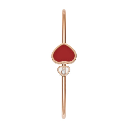 Chopard Happy Hearts bangle in 18k ethical rose gold with diamonds and carnelian view 2