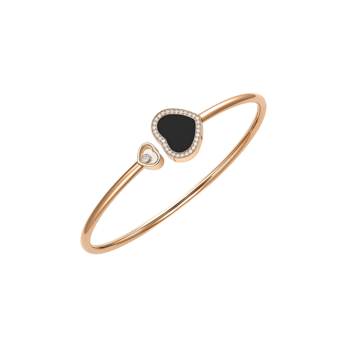 Chopard Happy Hearts bangle in 18k ethical rose gold with diamonds and onyx