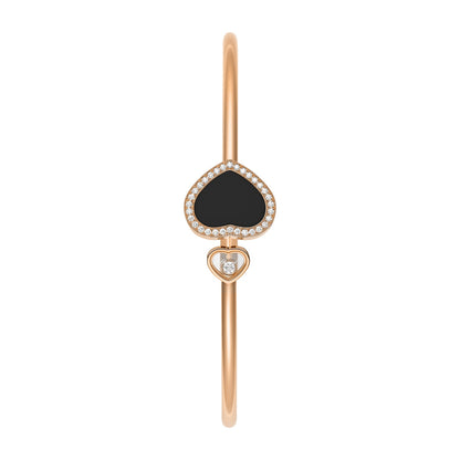Chopard Happy Hearts bangle in 18k ethical rose gold with diamonds and onyx view 2