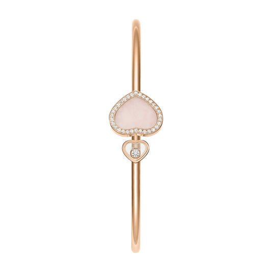 Chopard Happy Hearts bangle in 18k ethical rose gold with diamonds and opals view 2