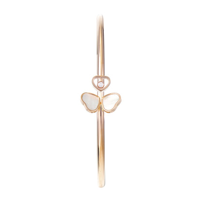 Chopard Happy Hearts bangle in 18k ethical rose gold with diamonds and mother of pearl view 2