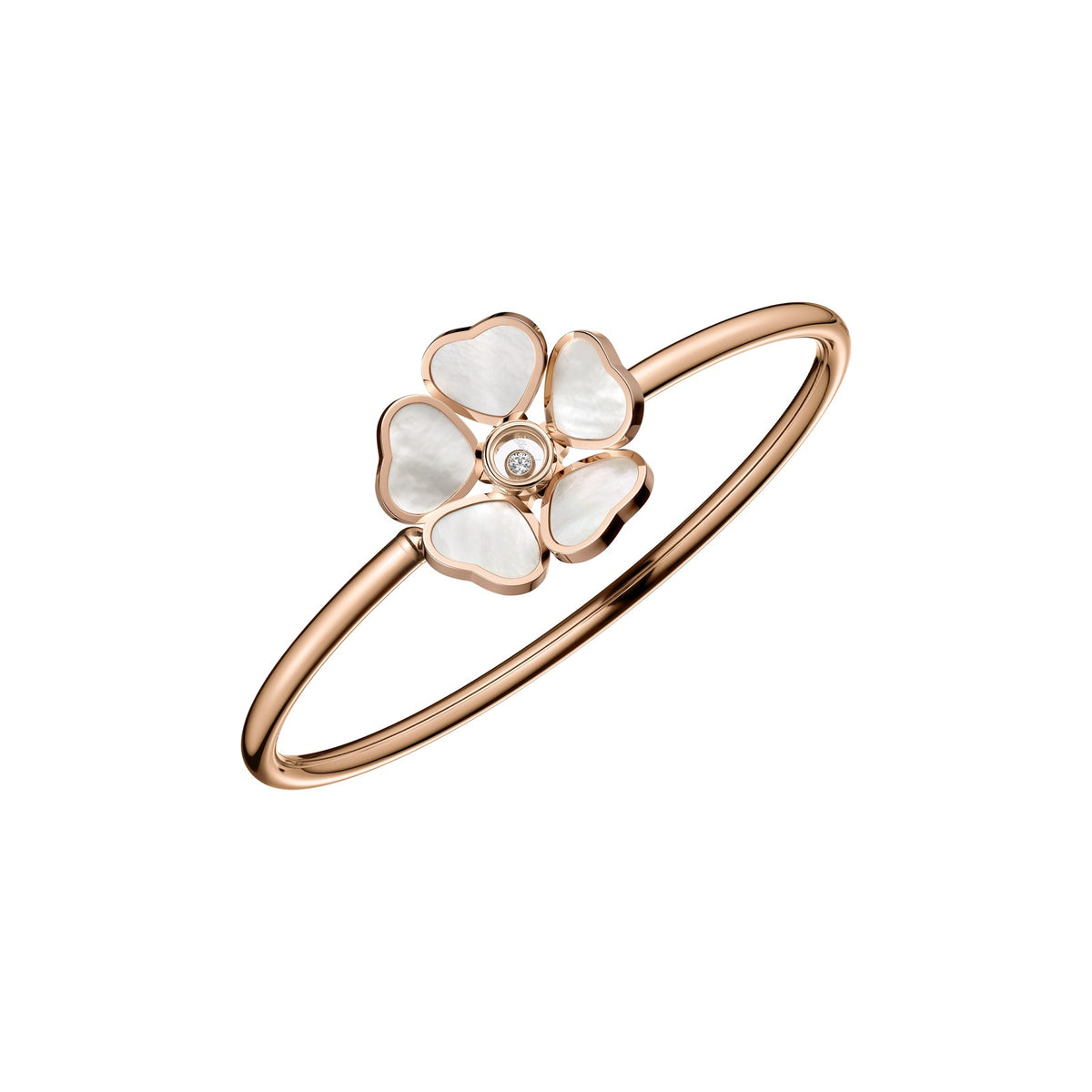 Chopard Happy Hearts bangle in 18k ethical rose gold with mother of pearl