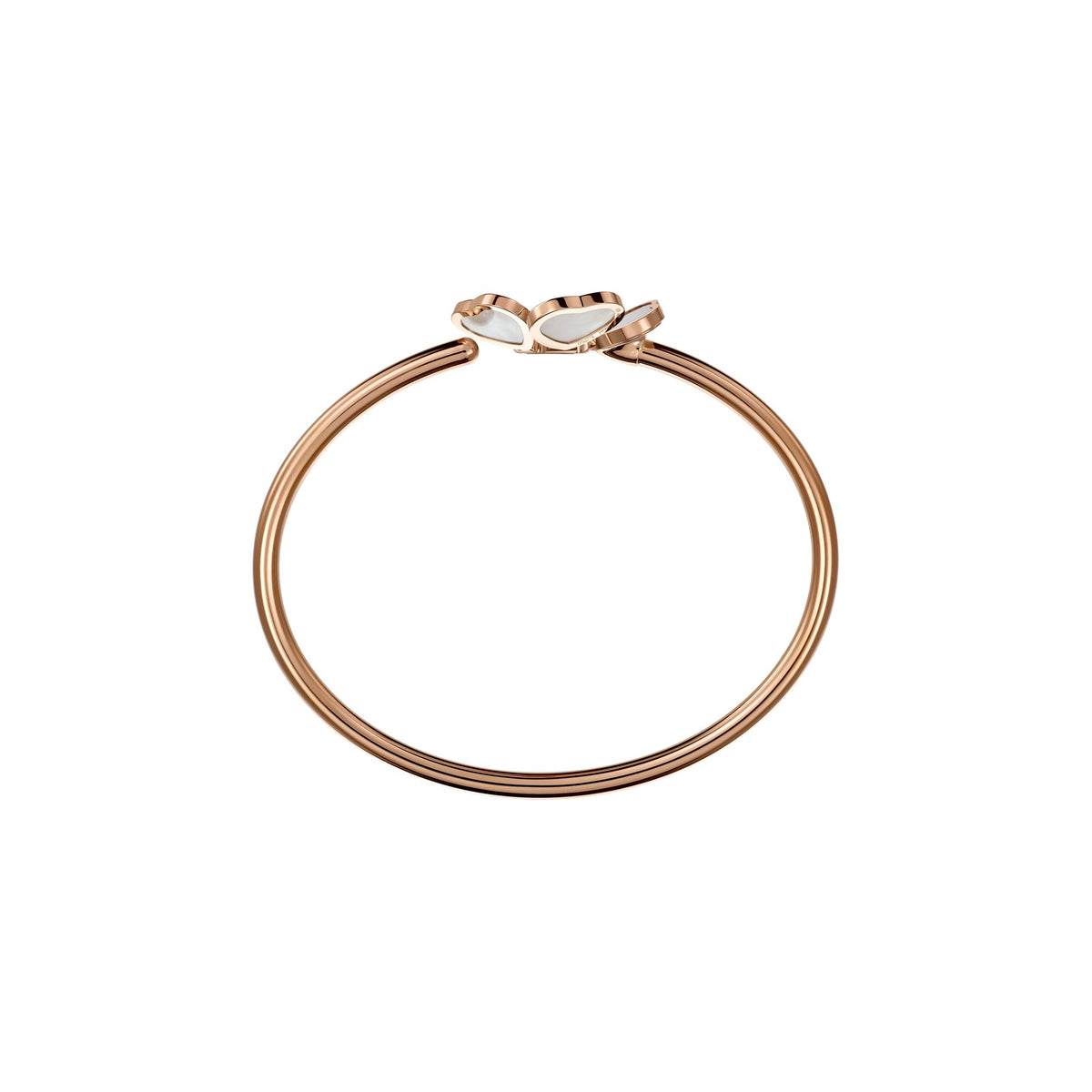 Chopard Happy Hearts bangle in 18k ethical rose gold with mother of pearl view 3