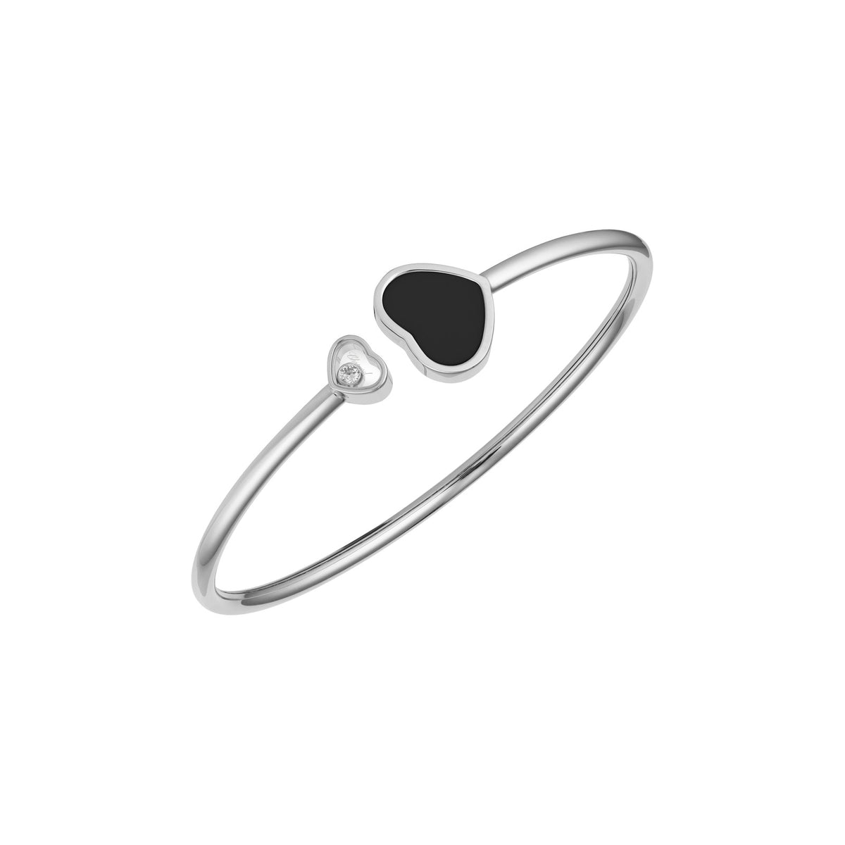Chopard Happy Hearts bangle in 18k ethical white gold with diamonds and onyx