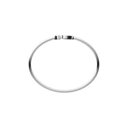 Chopard Happy Hearts bangle in 18k ethical white gold with diamonds and mother of pearl view 4