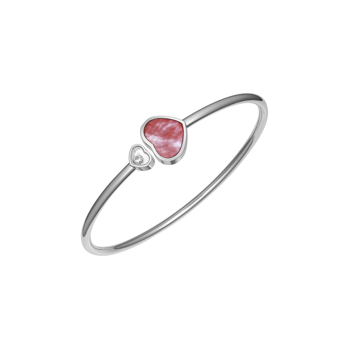 Chopard Happy Hearts bangle in 18k ethical white gold with mother of pearl