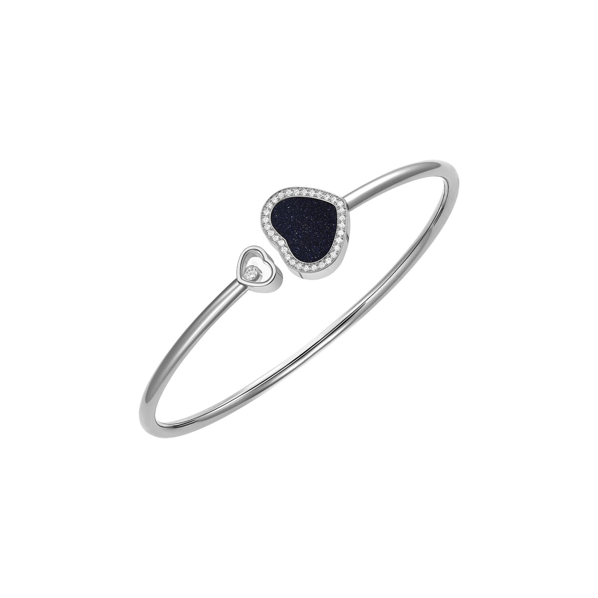 Chopard Happy Hearts bangle in 18k ethical white gold with diamonds and aventurine