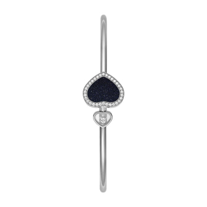 Chopard Happy Hearts bangle in 18k ethical white gold with diamonds and aventurine view 2