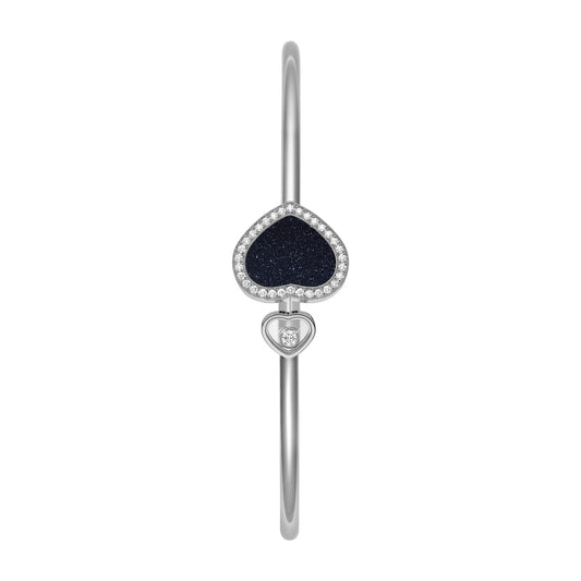Chopard Happy Hearts bangle in 18k ethical white gold with diamonds and aventurine view 2