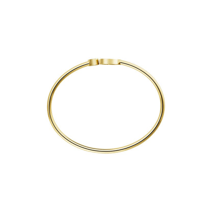 Chopard Happy Hearts bangle in 18k ethical yellow gold with diamonds and mother of pearl view 4