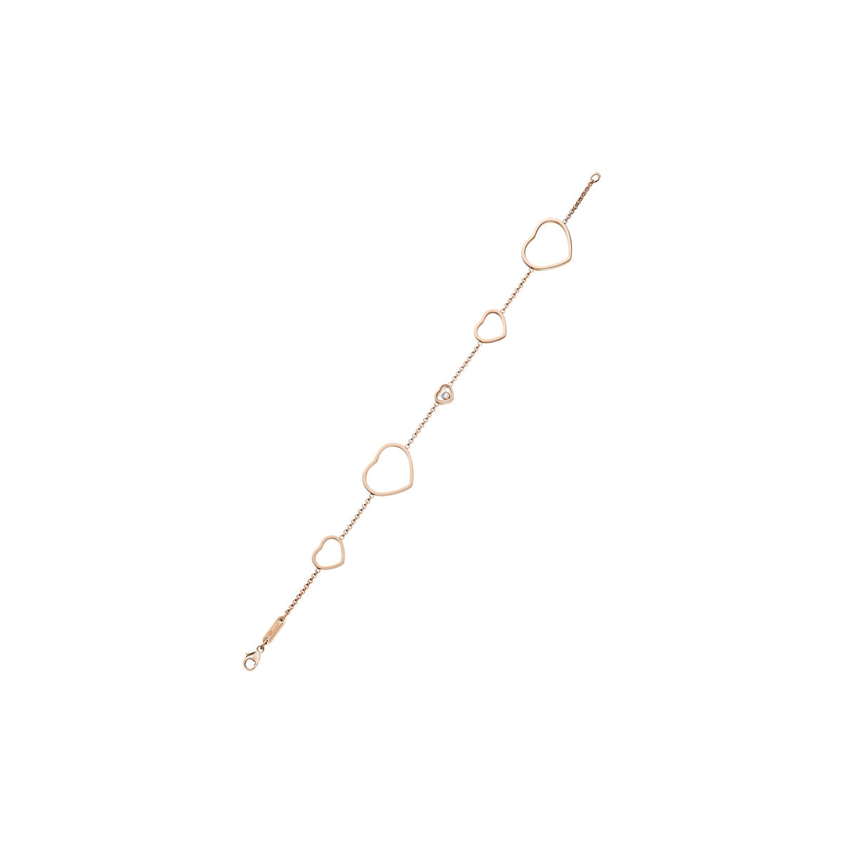 Chopard Happy Hearts bracelet in 18k ethical rose gold with moving diamonds view 2