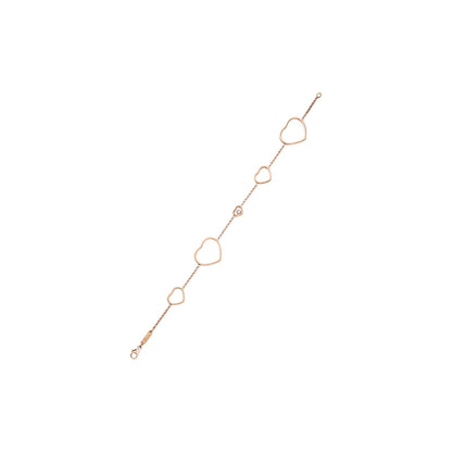 Chopard Happy Hearts bracelet in 18k ethical rose gold with moving diamonds view 2