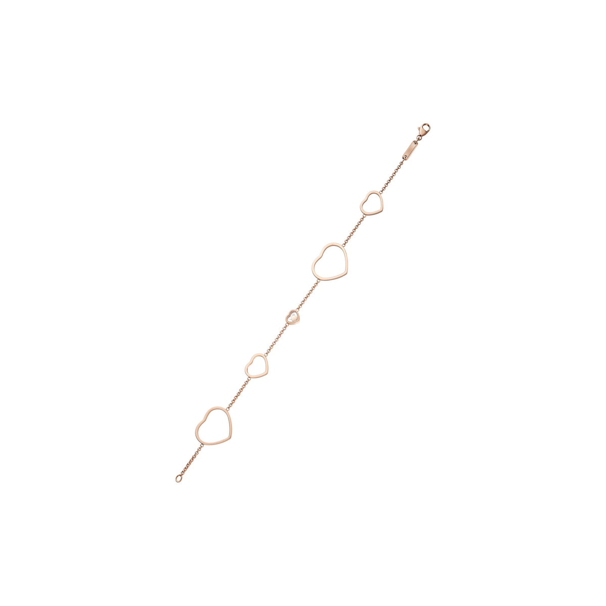 Chopard Happy Hearts bracelet in 18k ethical rose gold with moving diamonds view 3