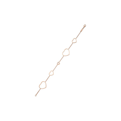 Chopard Happy Hearts bracelet in 18k ethical rose gold with moving diamonds view 3