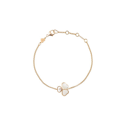 Chopard Happy Hearts bracelet in 18k ethical rose gold with moving diamonds and mother of pearl