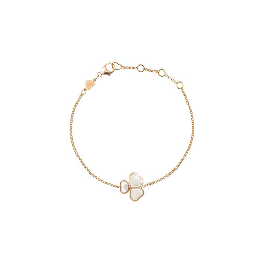 Chopard Happy Hearts bracelet in 18k ethical rose gold with moving diamonds and mother of pearl