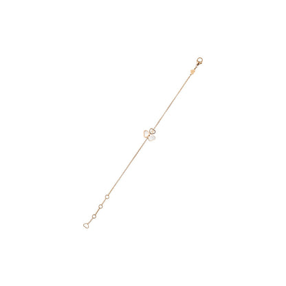 Chopard Happy Hearts bracelet in 18k ethical rose gold with moving diamonds and mother of pearl view 3