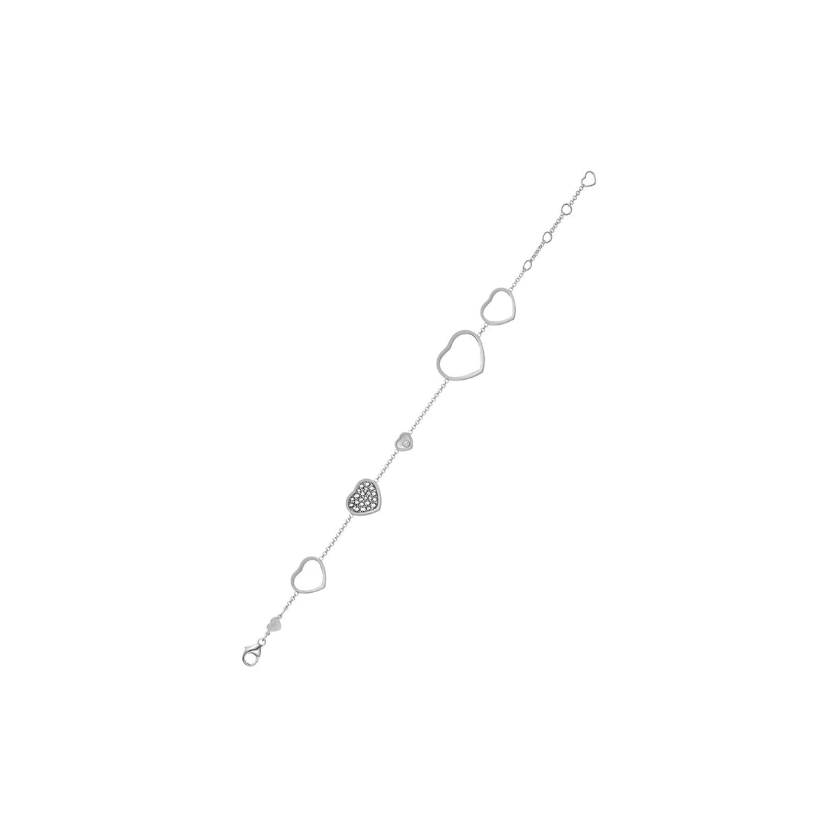 Chopard Happy Hearts bracelet in 18k ethical white gold with moving diamonds view 2