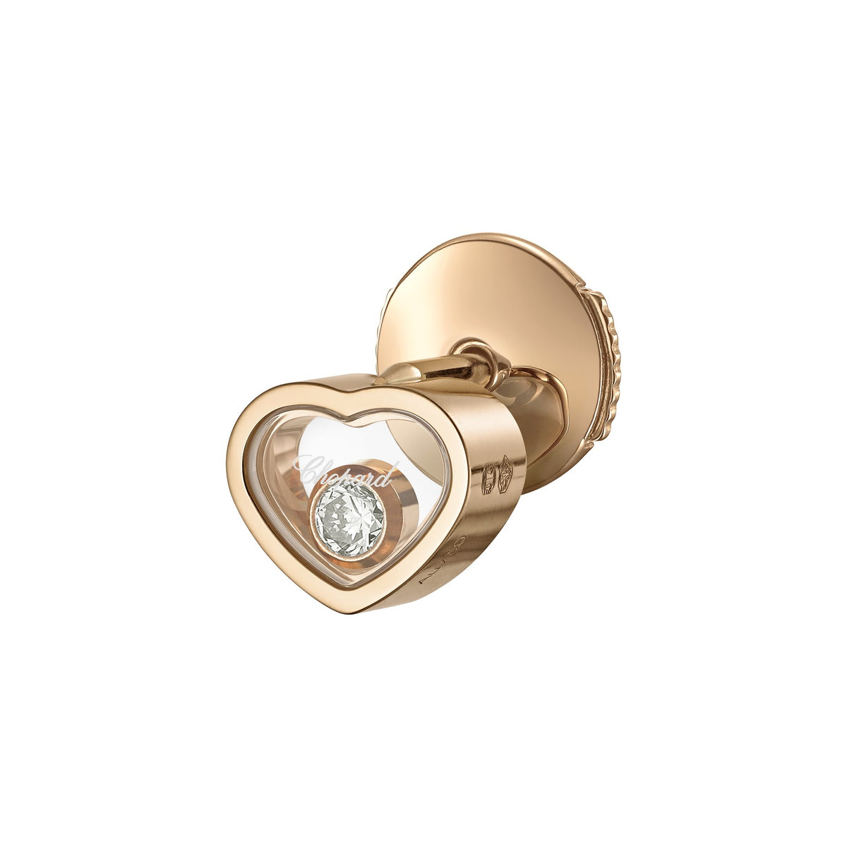 Chopard Happy Hearts earring in 18k ethical rose gold with moving diamonds