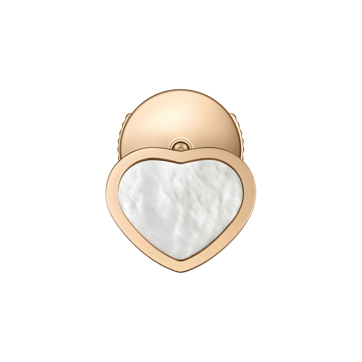 Chopard Happy Hearts earring in 18k ethical rose gold with mother of pearl view 3