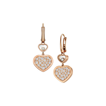Chopard Happy Hearts earrings in 18k ethical rose gold with moving diamonds