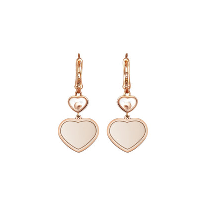 Chopard Happy Hearts earrings in 18k ethical rose gold with moving diamonds view 4