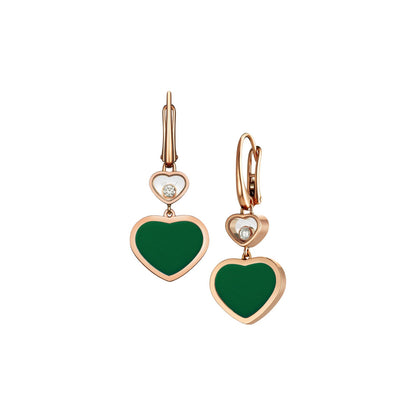 Chopard Happy Hearts earrings in 18k ethical rose gold with diamonds and agate