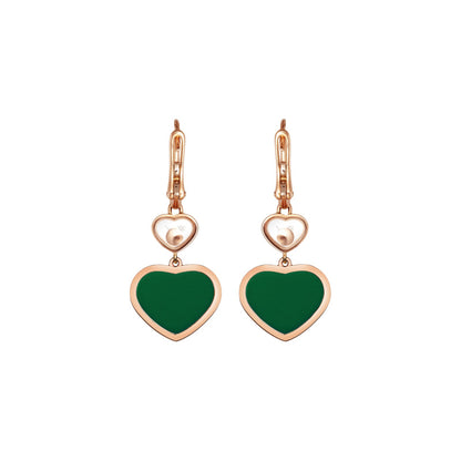 Chopard Happy Hearts earrings in 18k ethical rose gold with diamonds and agate view 4