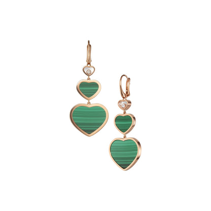 Chopard Happy Hearts earrings in 18k ethical rose gold with malachite