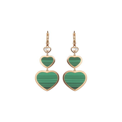 Chopard Happy Hearts earrings in 18k ethical rose gold with malachite view 4