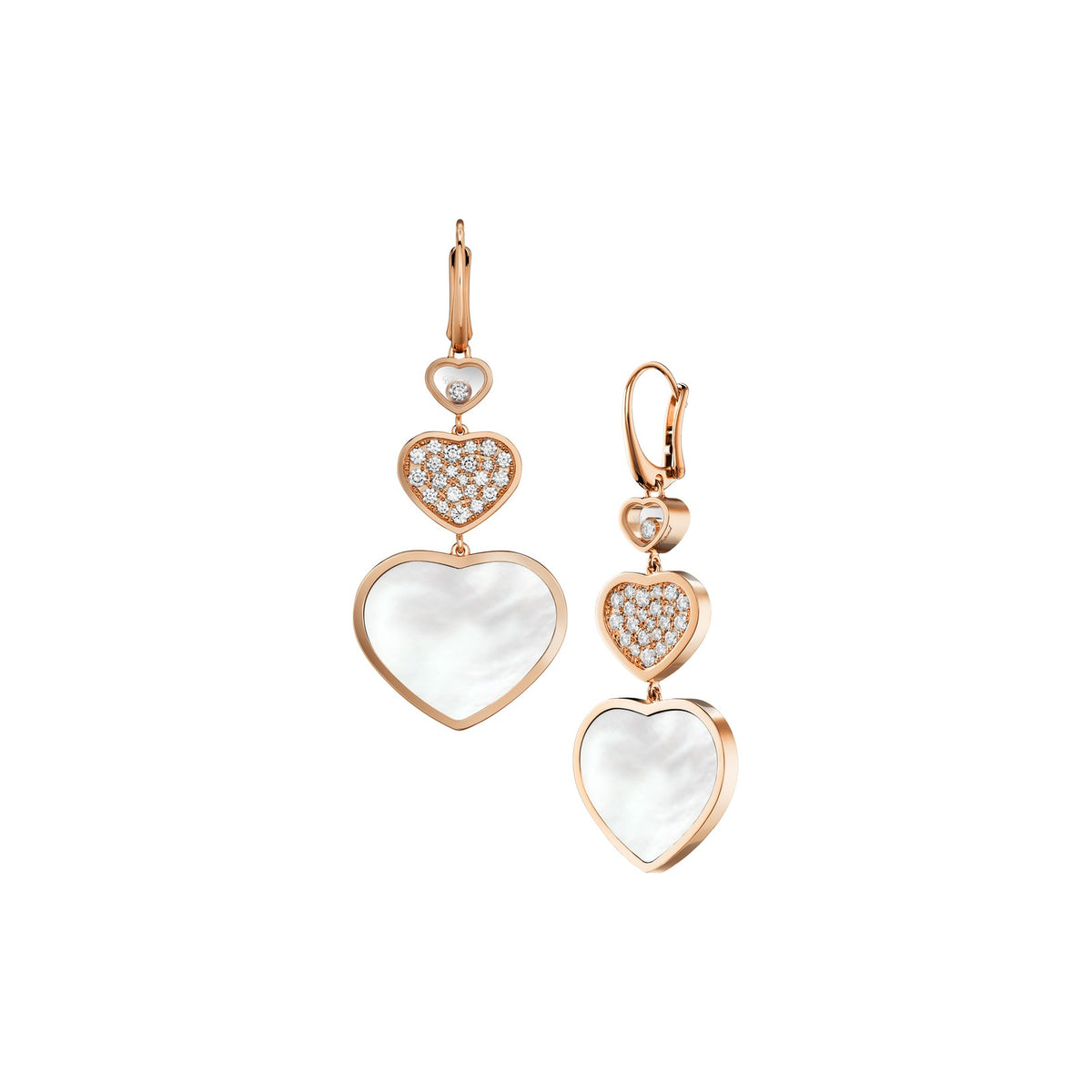 Chopard Happy Hearts earrings in 18k ethical rose gold with mother of pearl