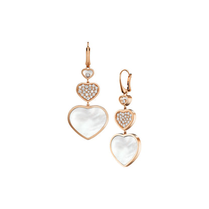 Chopard Happy Hearts earrings in 18k ethical rose gold with mother of pearl