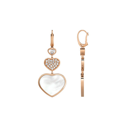 Chopard Happy Hearts earrings in 18k ethical rose gold with mother of pearl view 2