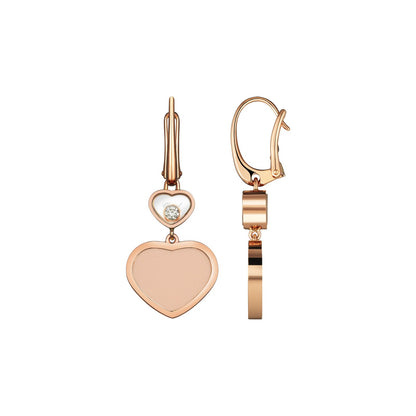 Chopard Happy Hearts earrings in 18k ethical rose gold with moving diamonds view 2