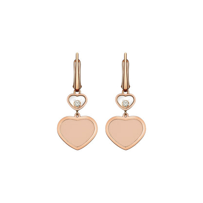 Chopard Happy Hearts earrings in 18k ethical rose gold with moving diamonds view 3