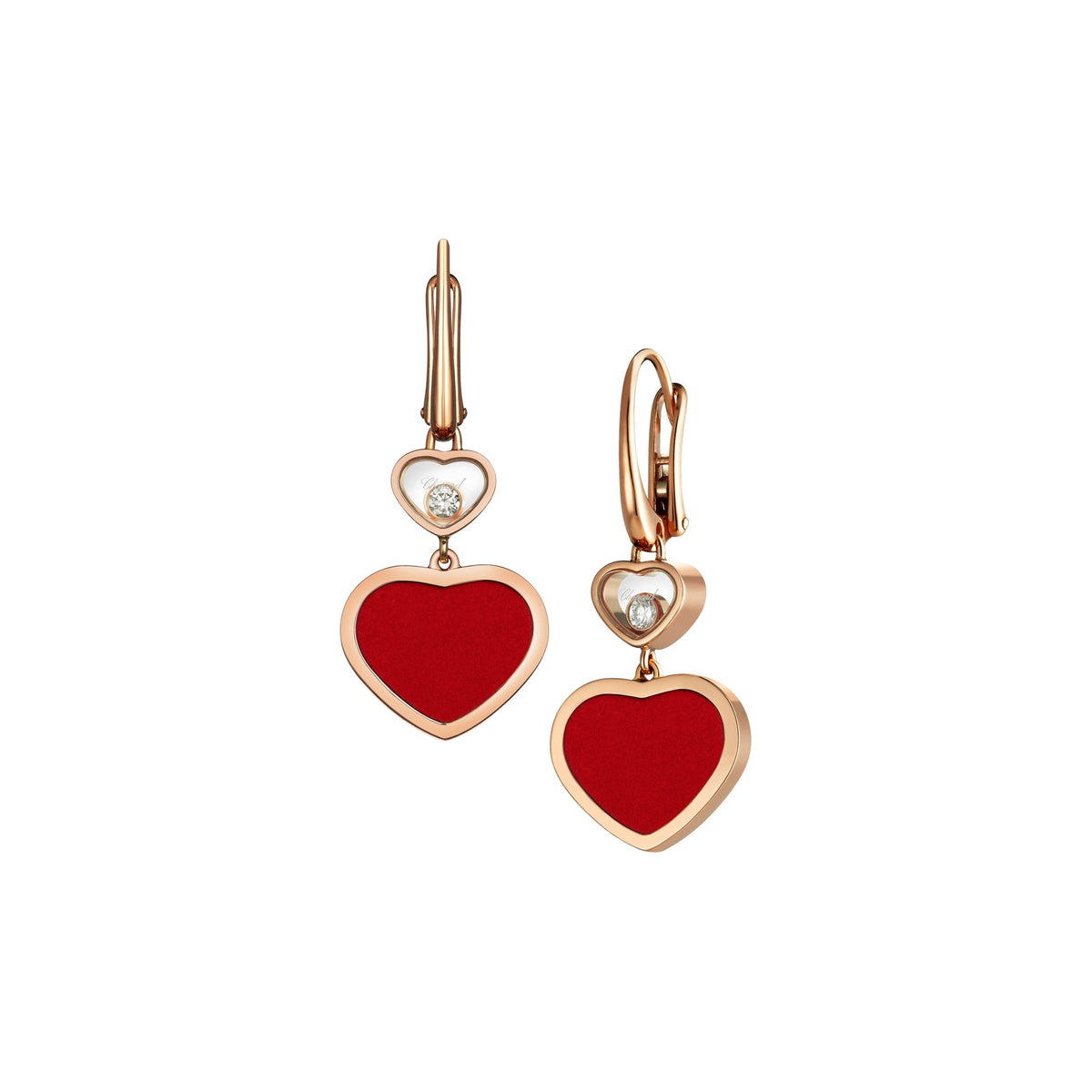 Chopard Happy Hearts earrings in 18k ethical rose gold with moving diamonds
