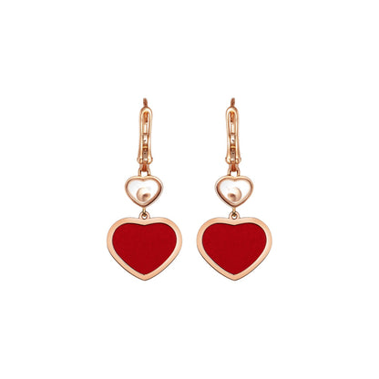 Chopard Happy Hearts earrings in 18k ethical rose gold with moving diamonds view 4