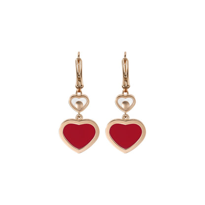Chopard Happy Hearts earrings in 18k ethical rose gold with moving diamonds and carnelian view 4