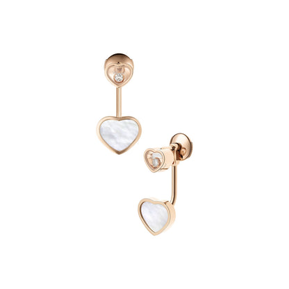 Chopard Happy Hearts earrings in 18k ethical rose gold with moving diamonds and mother of pearl