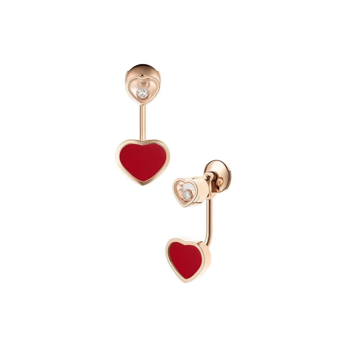 Chopard Happy Hearts earrings in 18k ethical rose gold with moving diamonds