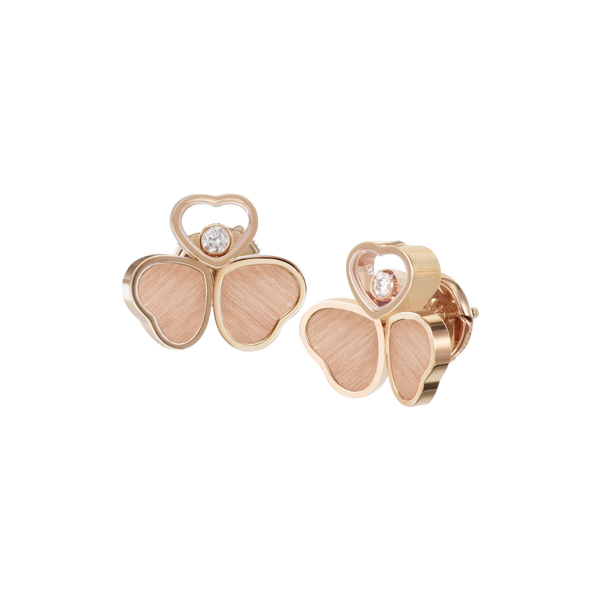 Chopard Happy Hearts earrings in 18k ethical rose gold with moving diamonds