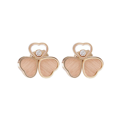 Chopard Happy Hearts earrings in 18k ethical rose gold with moving diamonds view 3