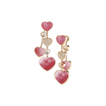 Chopard Happy Hearts earrings in 18k ethical rose gold with diamonds and mother of pearl