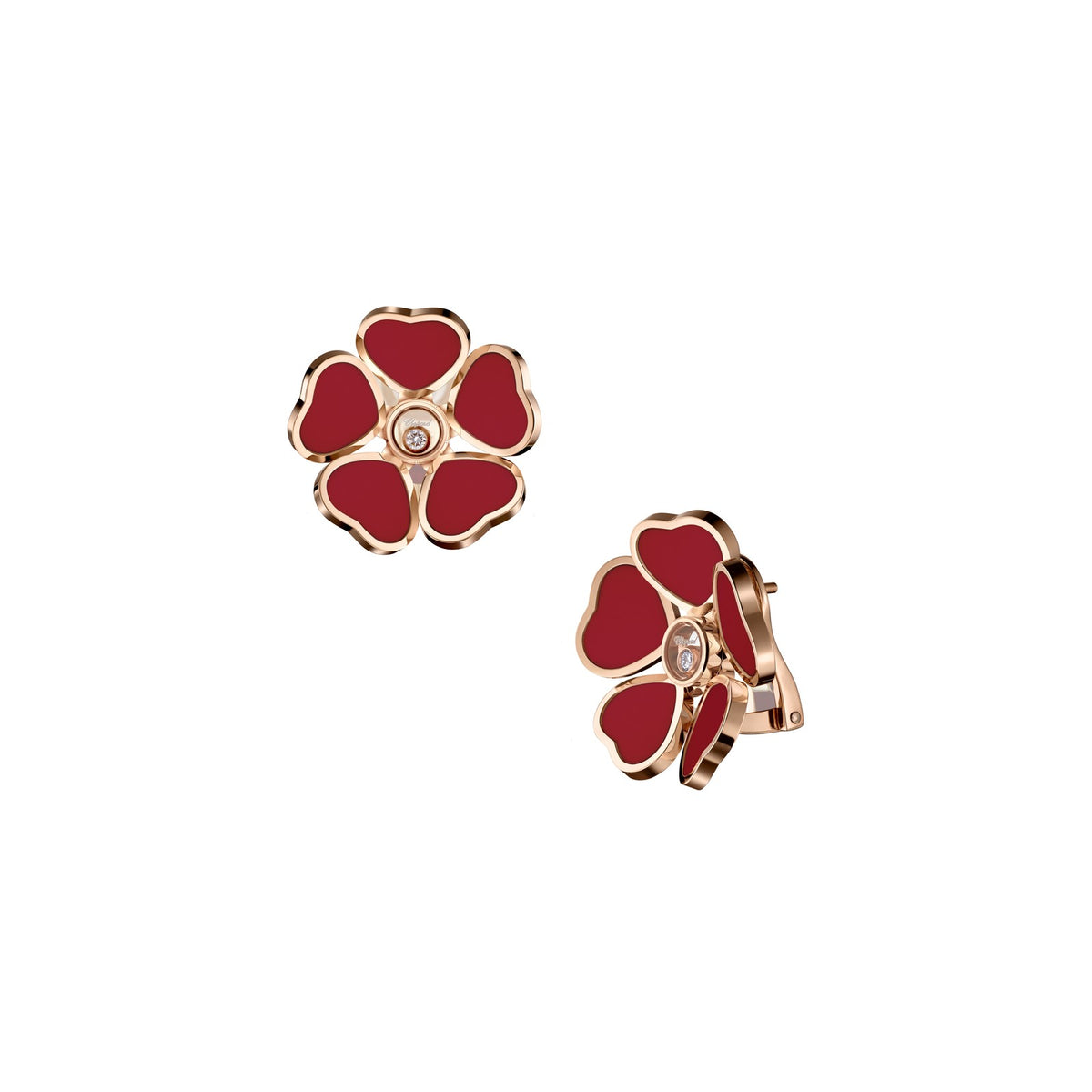 Chopard Happy Hearts earrings in 18k ethical rose gold with moving diamonds