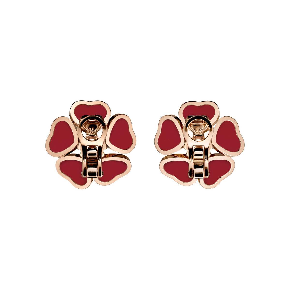 Chopard Happy Hearts earrings in 18k ethical rose gold with moving diamonds view 4
