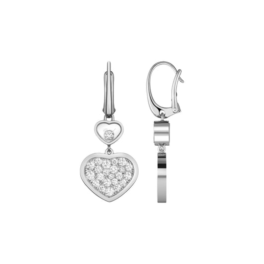 Chopard Happy Hearts earrings in 18k ethical white gold with moving diamonds view 2