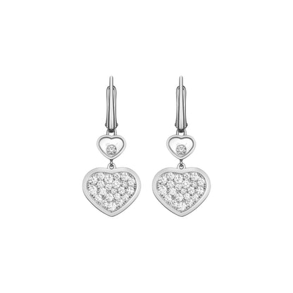 Chopard Happy Hearts earrings in 18k ethical white gold with moving diamonds view 3