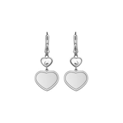 Chopard Happy Hearts earrings in 18k ethical white gold with moving diamonds view 4