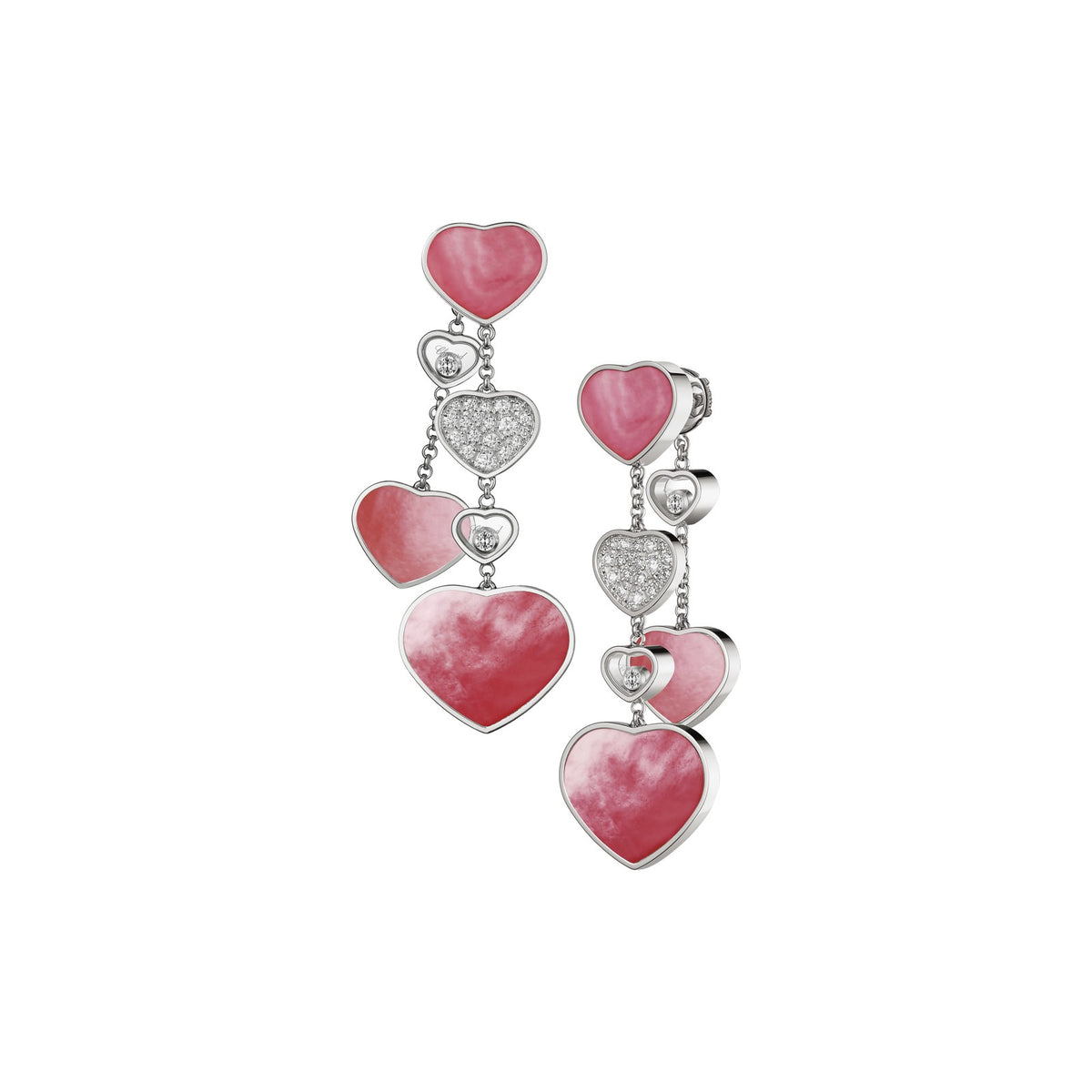 Chopard Happy Hearts earrings in 18k ethical white gold with mother of pearl